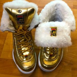 Gold FILA sneaker-boot
